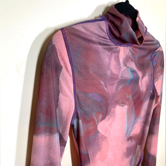 OH POLLY, High Neck Long Sleeve Mesh Bodysuit and skirt in Blush - Picture 2 of 11